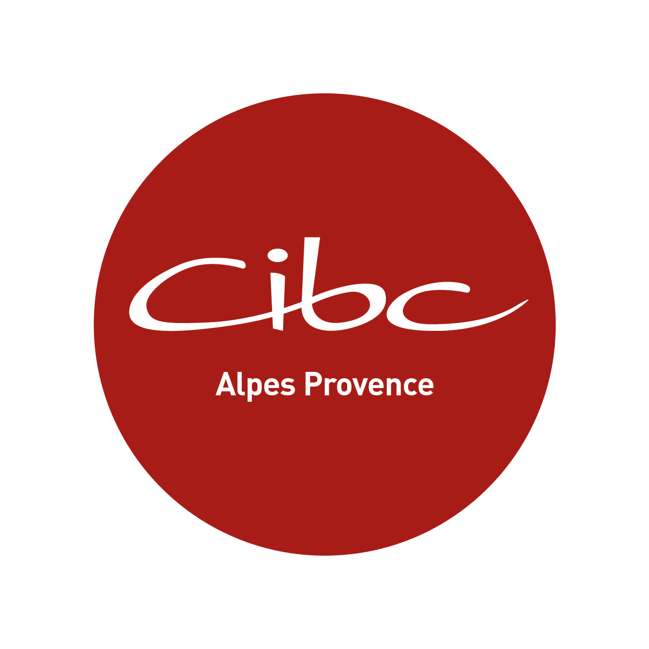 logo CIBC Alpes Provence, blanc sur rond rouge